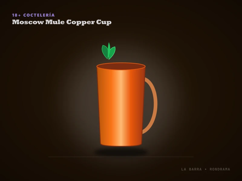 Presentación de Moscow Mule en Taza de Cobre