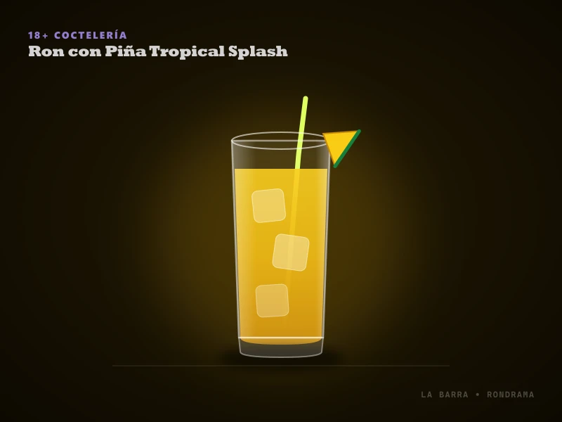 Presentación de Ron con Piña Tropical Splash