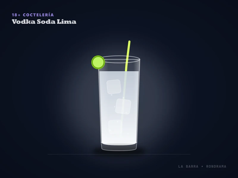Presentación de Vodka Soda Lima (Skinny Caos)